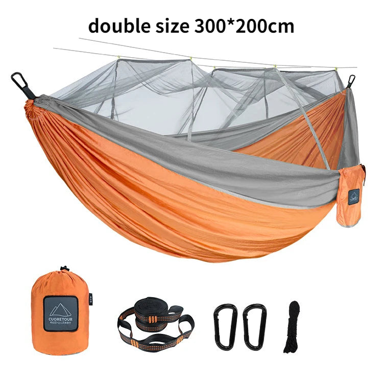 Portable Nylon Camping Hammock with Mosquito Net – Single & Double Size - Image 12