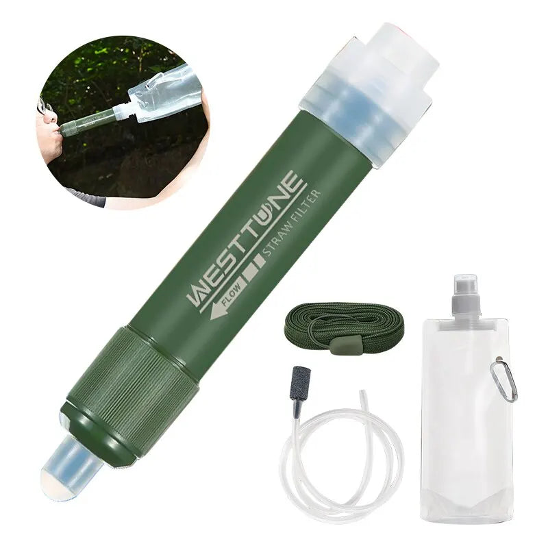Outdoor Mini Filter Straw Set – TUP Carbon Fiber Water Purifier for Survival