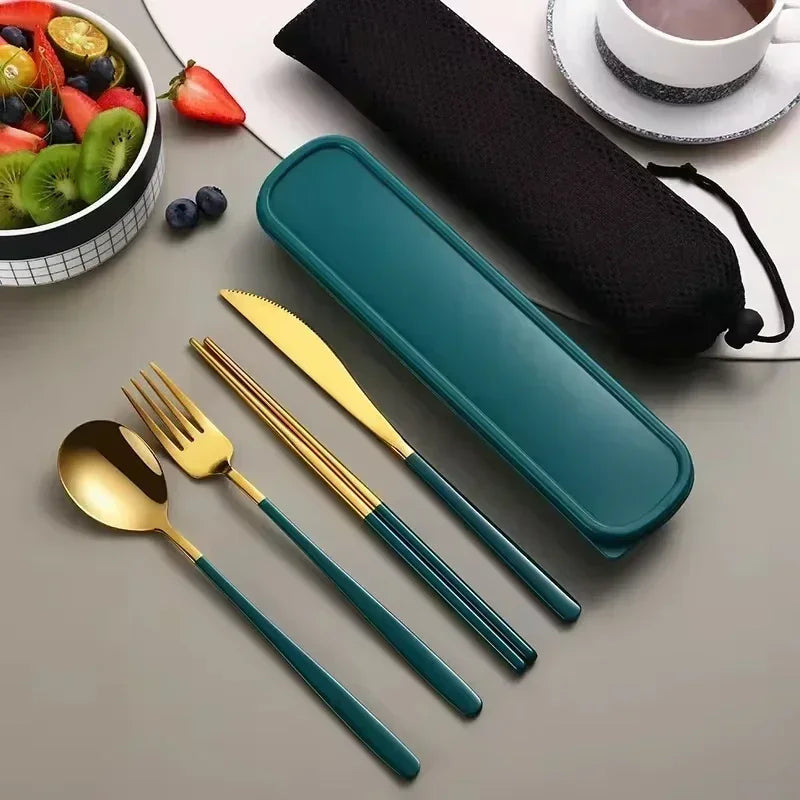 Portable Cutlery Set – 304 Stainless Steel Travel Tableware with Case - Image 18