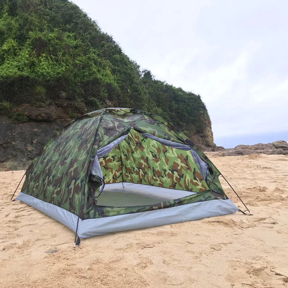 Portable Camouflage Camping Tent – Waterproof & Windproof for Outdoor Adventures - Image 2