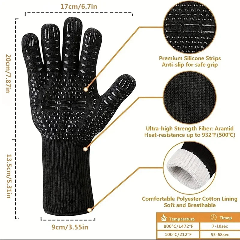 One Piece BBQ Gloves – High-Temperature Resistance Oven Mitts - Image 6