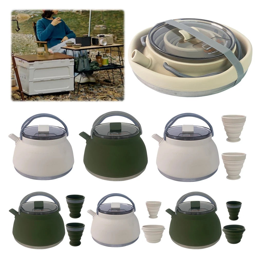 1.5L Outdoor Folding Silicone Kettle – Portable and Collapsible for Travel