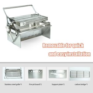 Portable BBQ Grill with 360° Rotating Top Grid for Camping