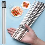 Durable and Reusable Stainless Steel BBQ Skewers for Outdoor Cooking