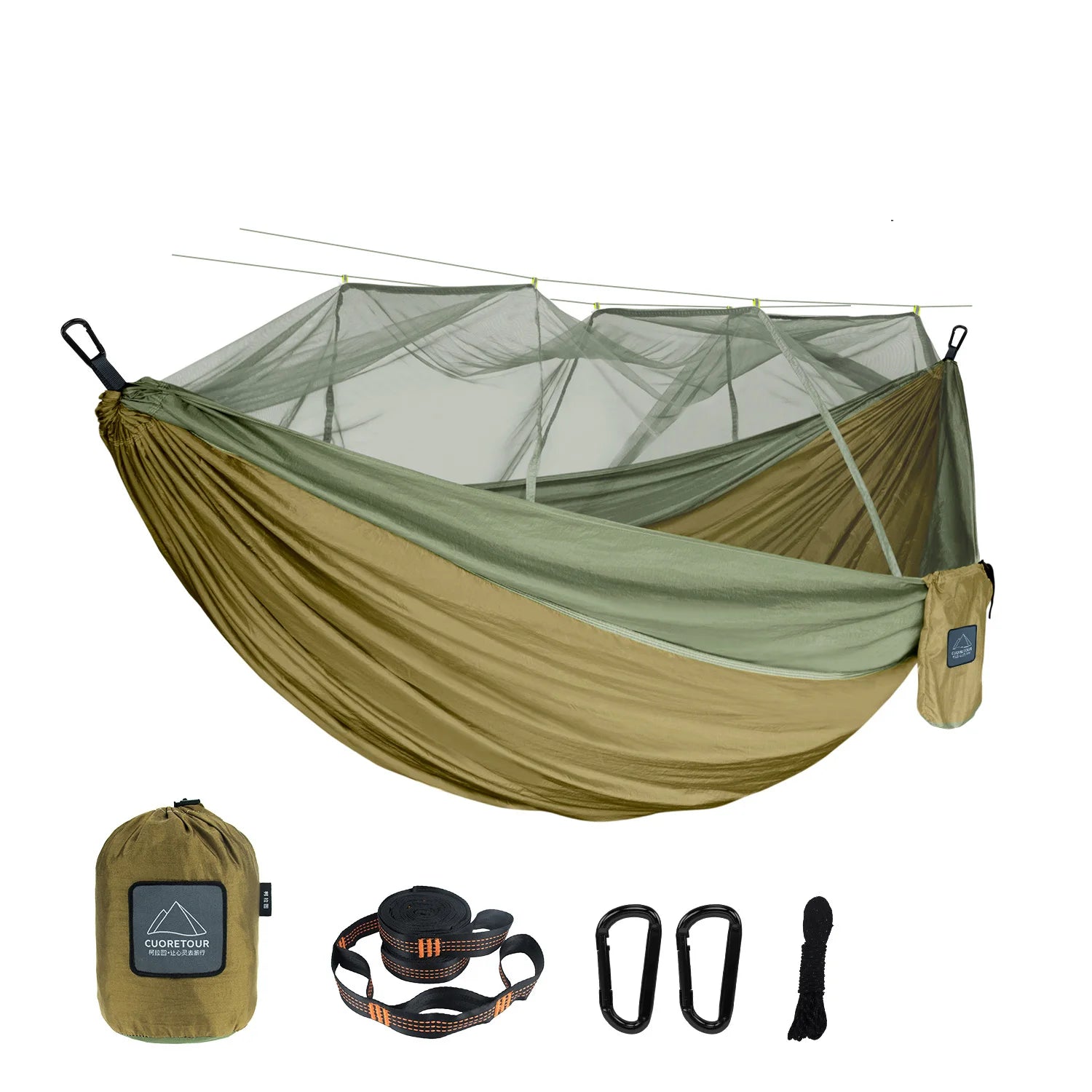 Portable Nylon Camping Hammock with Mosquito Net – Single & Double Size