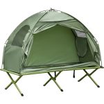 Outsunny Camping Tent Cot – Single Person Off-Ground Shelter Combo