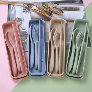 Colorful Wheat Straw Cutlery Set – Eco-Friendly Tableware for Every Occasion